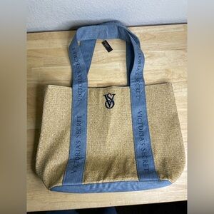 Victoria's Secret Tan and Blue Tote Bag